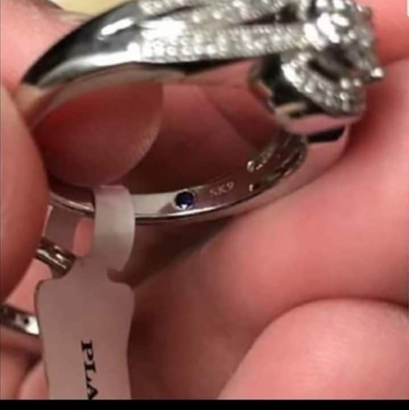 NIB Platinum Diamond Wedding Set Sapphire $2,137 - Picture 3 of 8